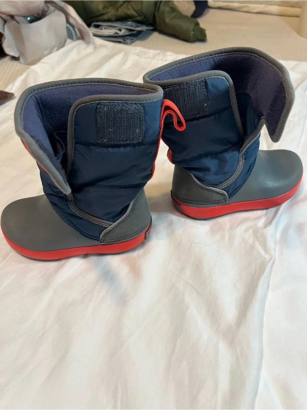 CROCS Kids Navy, Gray & Red Snow Boots